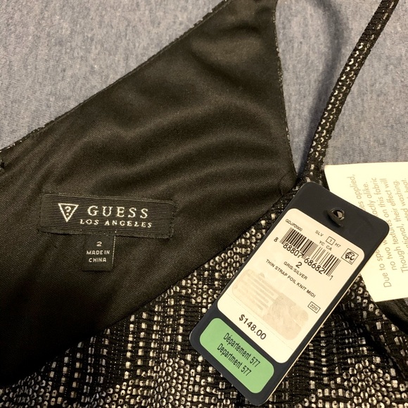 NWT Guess Thin strap foil knit midi dress - Picture 2 of 2